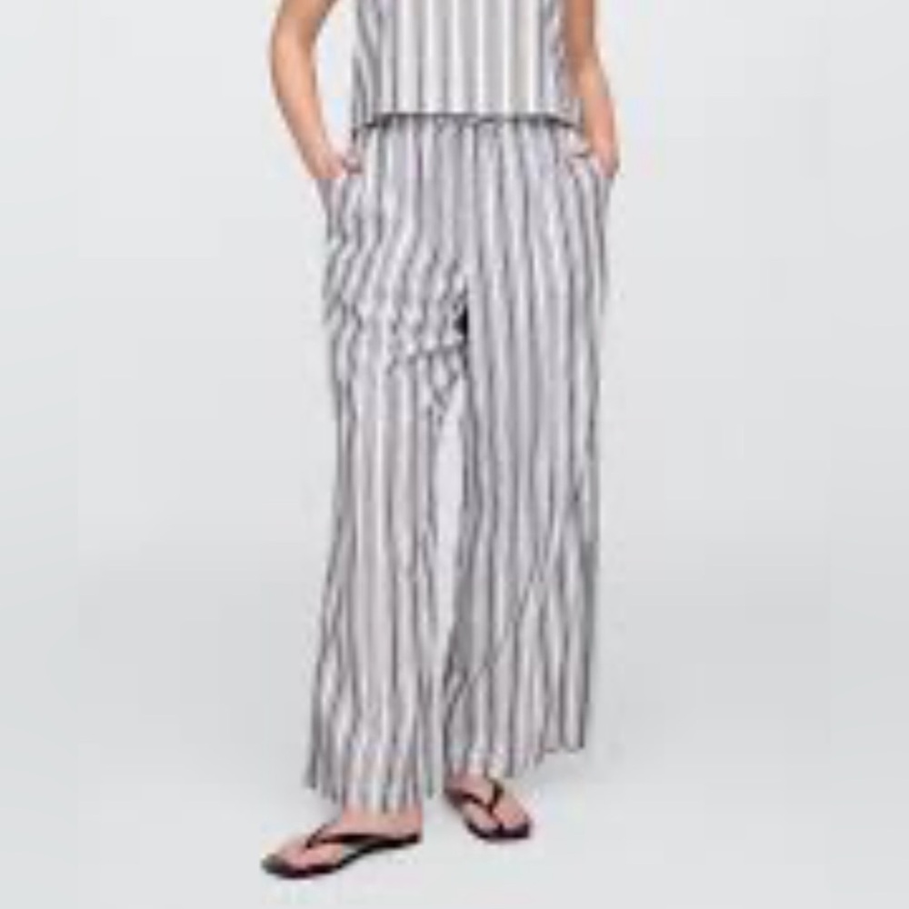 Talbots Wide Leg Gray Stripe Pants Size 16